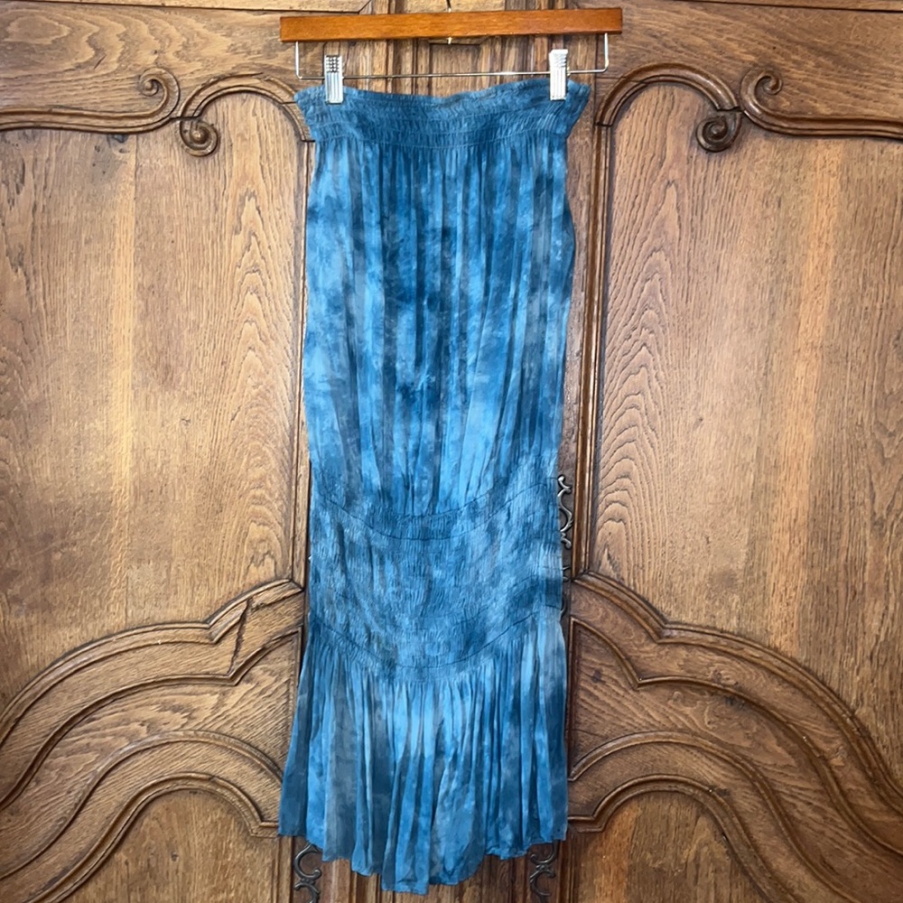 Blue Life Planet Revolve Strapless Tie Dye Blue Mini Dress